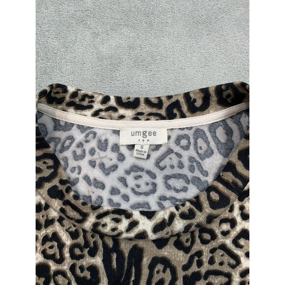 Umgee USA Womens Small Leopard Print Top Short sleeve 95% Polyester 5% Spandex - Picture 3 of 9